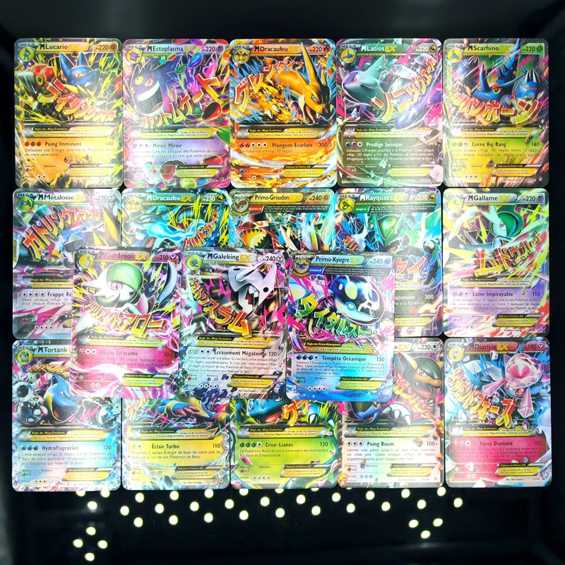 60 шт./кор. Карты Покемон французский Мега EX вспышка ящик Пикачу флэш карты