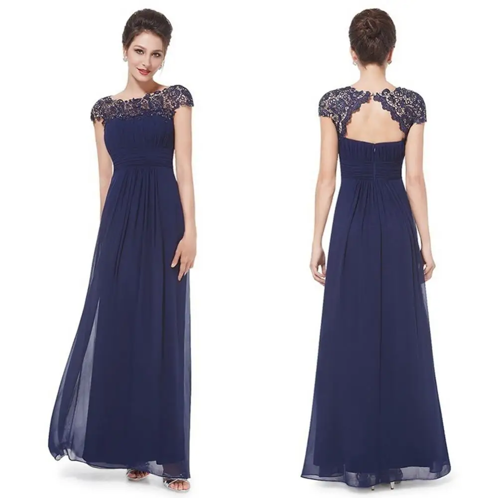 50% Dropshipping!!Elegant Ladies Lace Flower Backless Solid Color Evening Party Long Maxi Dress