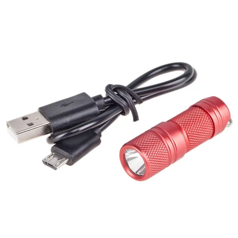 Pocket Mini USB Charging LED Flashlight Electric Torch Portable Waterproof Rechargeable White Light Keychain Camping Night Readi