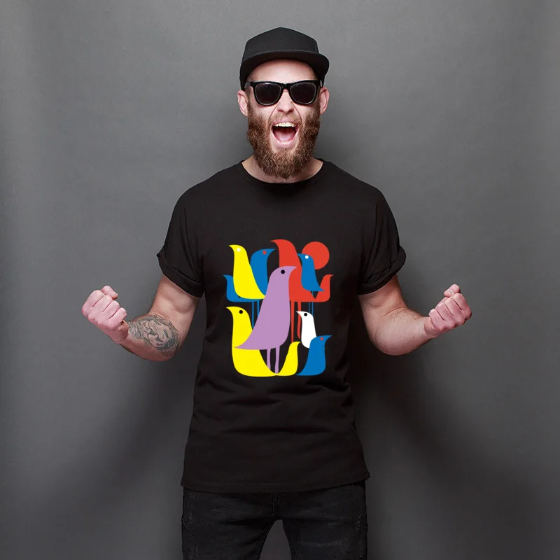 

2021 New Flock Birds O Neck Comfortable T-Shirt Round Neck Classic Tee Shirt Funny Newest Tops T Shirt For Boys
