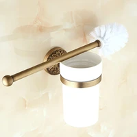 toilet brush holder wall mounted copper lavatory brush rack ceramic cup antique carved base bathoom hardware free shipping