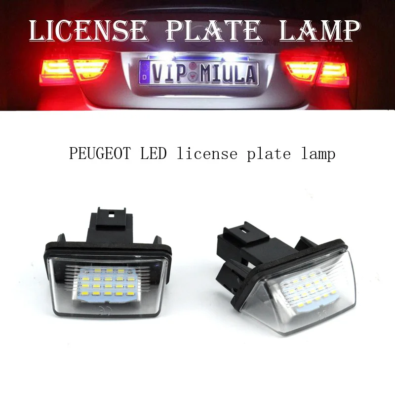 

2 PCS FOR Peugeot/Citroen 206/207/307/308 Citroen C3-C6 LED License Plate Light Number Lamp 6000K White 12V Car Styling