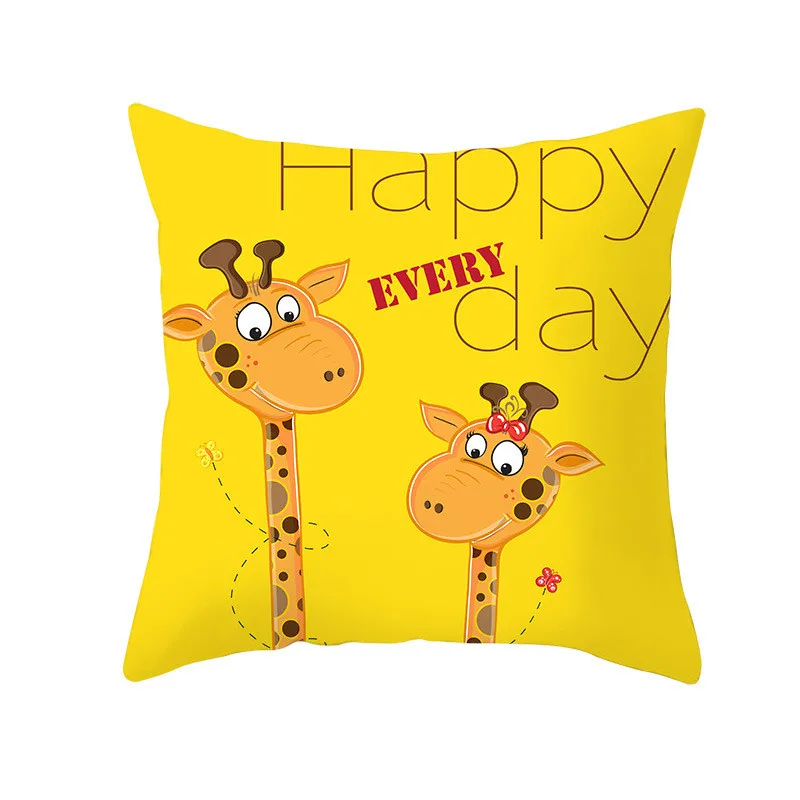 Наволочка с мультяшным изображением животного 45x45 короткая плюшевая наволочка