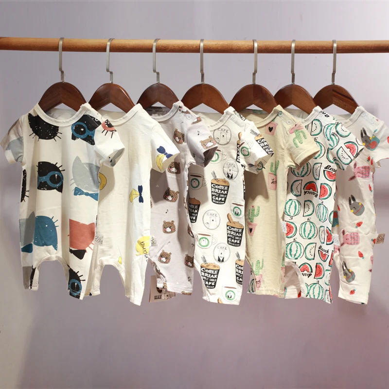 Комбинезоны для новорожденных летние Мультяшные милые комбинезоны с животными