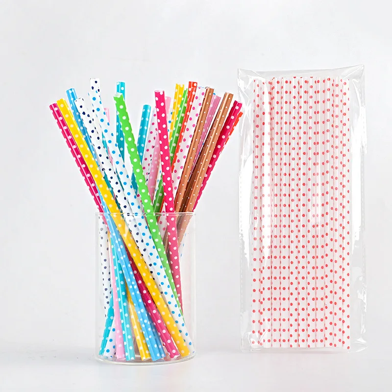 

24 шт. печатные термопереносные соломинки, круглые волнистые точечные рисунки, регулируемые жесткие соломинки для праздвечерние чных прина...