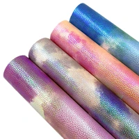 shiny iridescent tie dye vinyl pu leatherette sewing fabric faux leather synthetic diy craft brooch bow earring making material