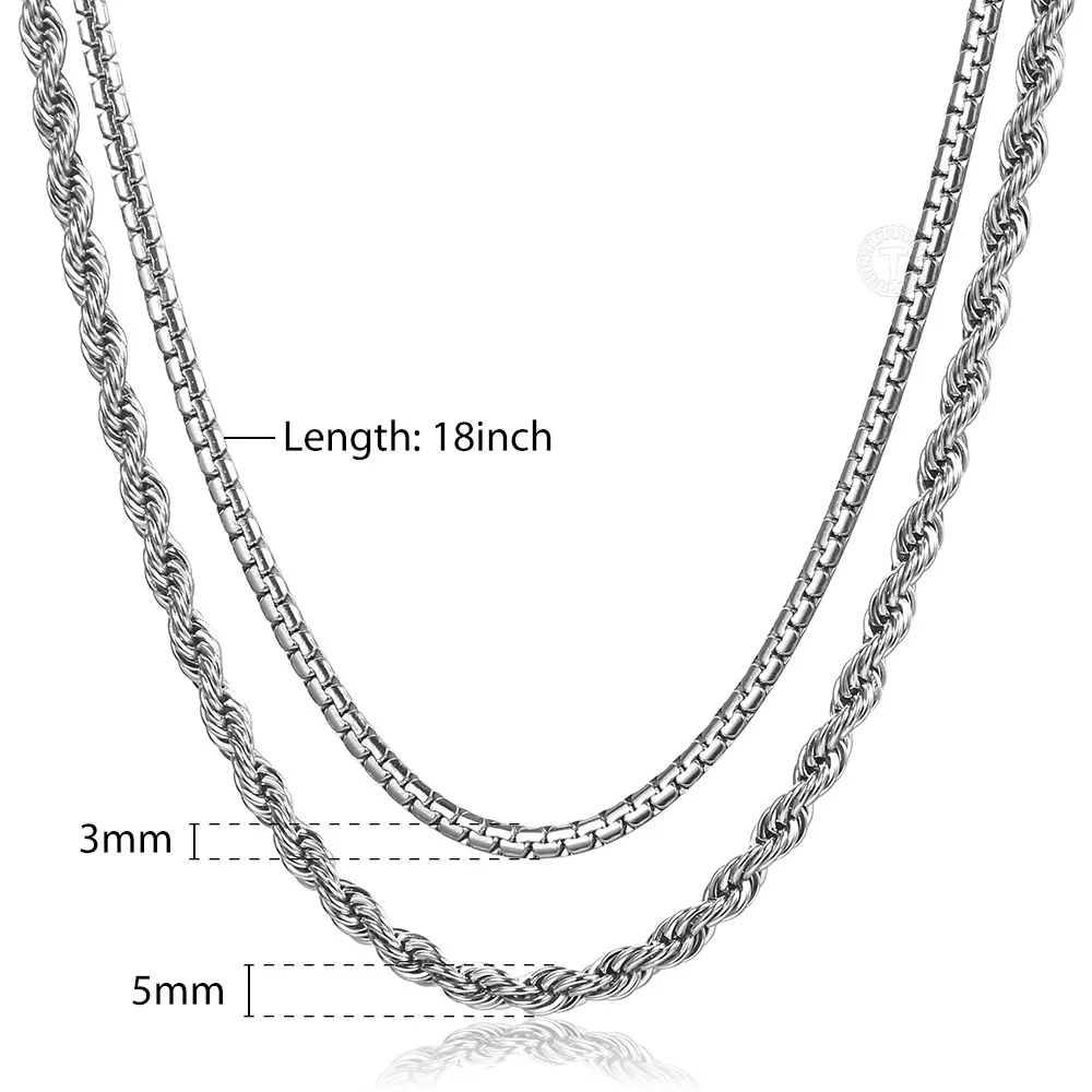 Комплект женских ожерелий и цепочек из нержавеющей стали 5 мм