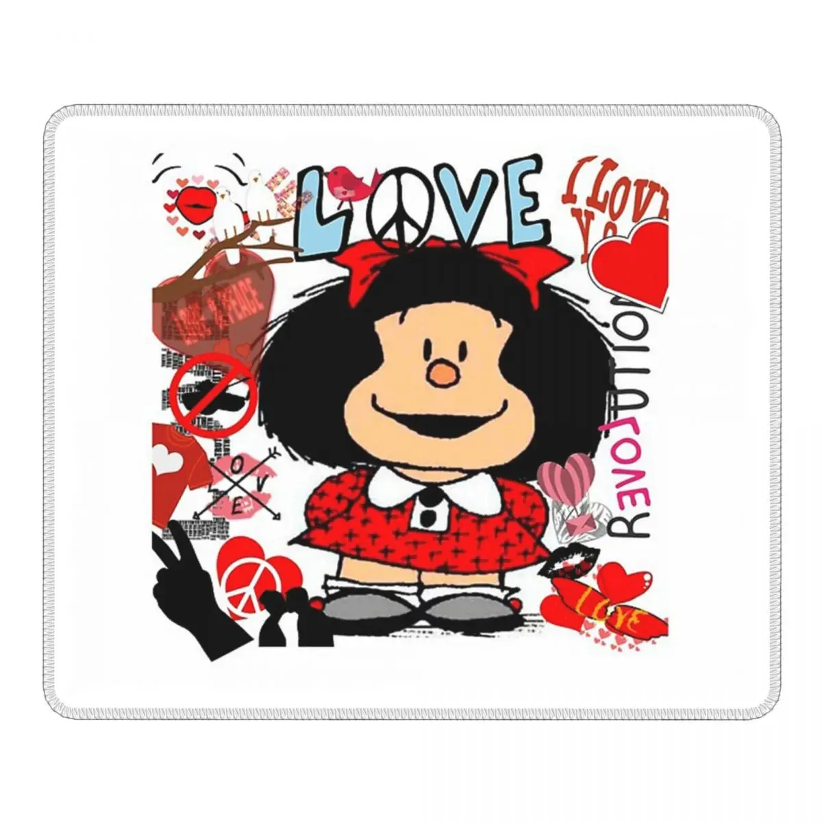 

Love And Mafalda Novelty Mouse Pad Kawaii Cartoon Non-Slip Mat Pads Natural Rubber Computer Keyboard Desk Pad