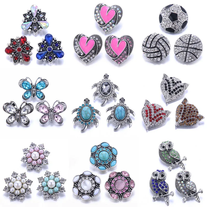 Boom Life 10pcs/lot Wholesale Snap Jewelry 18mm Buttons Mixed Rhinestone Metal Snaps for Bracelet Bangle | Украшения и аксессуары
