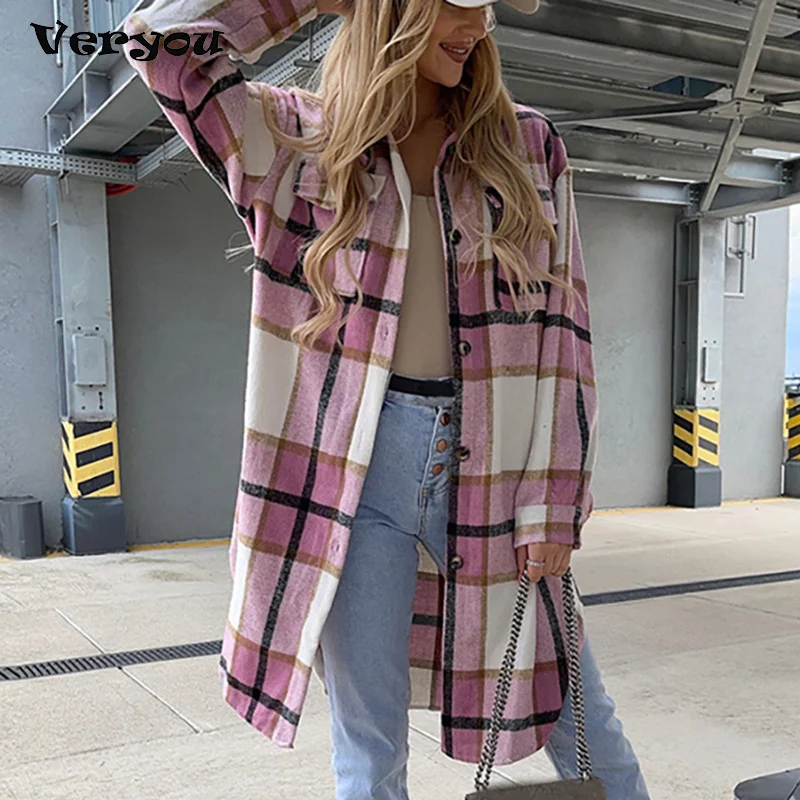 

Vintage Women Mid-Length Shirts 2021 Spring-Autumn Fashion Ladies Casual Loose Blouses Streetwear Girls Oversize Outwear Jacket