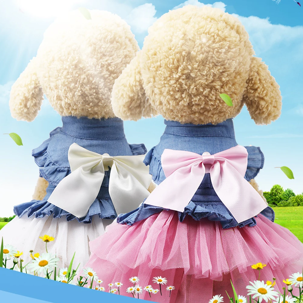 

1 PC Pet Dog Princess Dress Bowknot Skirt Puppy Spring Summer Autumn Wedding Dress for Small Dogs Chihuahua Cats