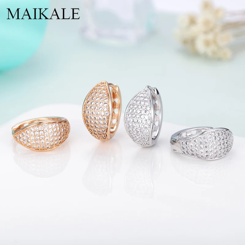 Женские круглые серьги-гвоздики MAIKALE роскошные серьги золотистого/серебристого