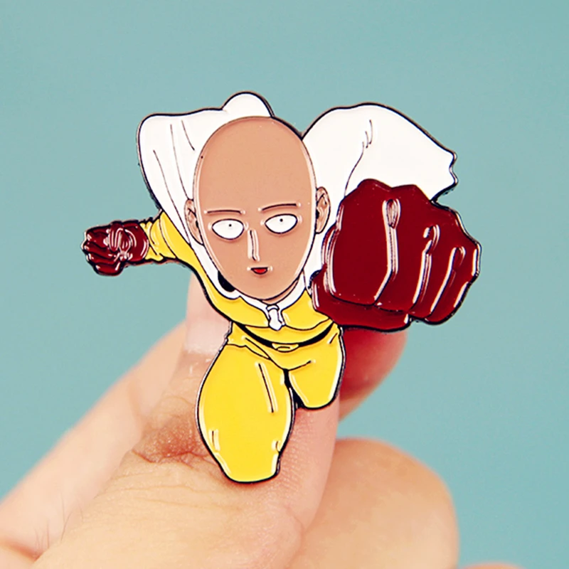 Saitama ONE PUNCH MAN Genos Brooch Pins Enamel Metal Badges Lapel Pin Brooches Jackets Jeans Fashion Jewelry Accessories