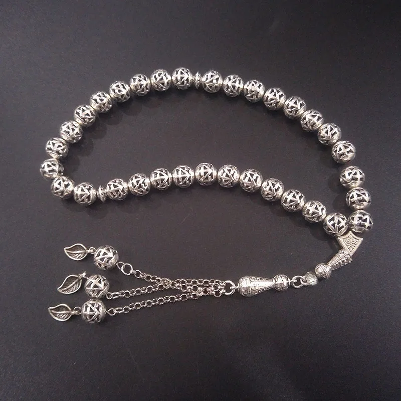 Магазин Tesbih Новое поступление 1 шт Роскошные 10 мм серебряные круглые Полые бусины