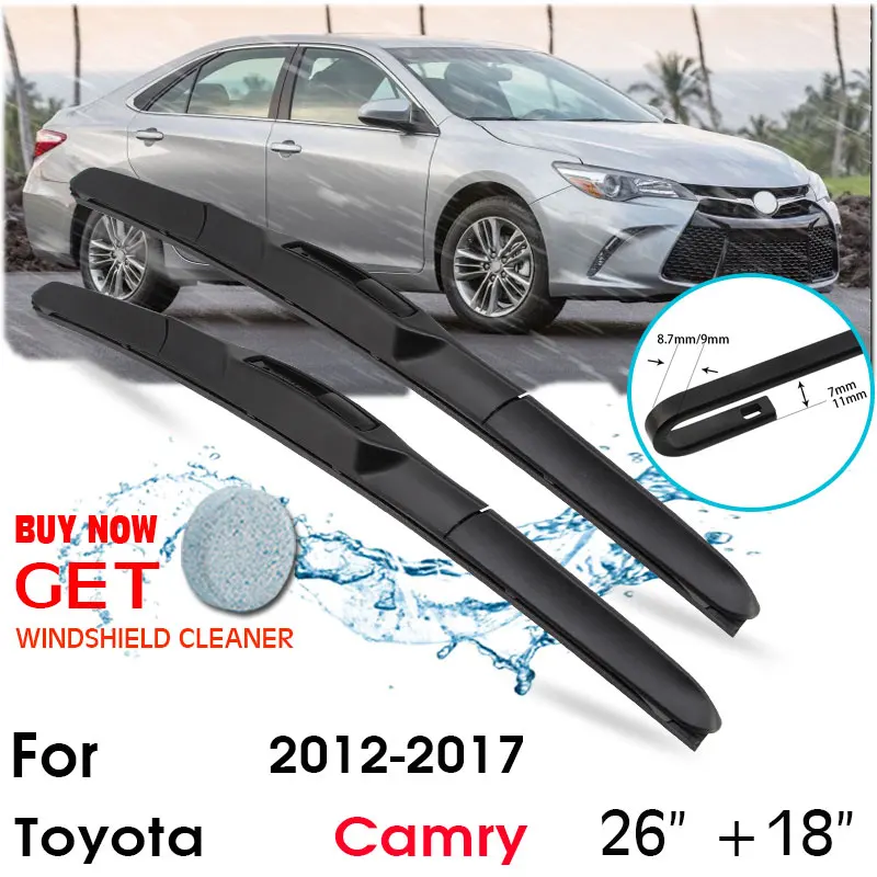 

Car Wiper Blade Front Window Windshield Rubber Silicon Refill Wipers For Toyota Camry 2012-2017 LHD/RHD 26"+18" Car Accessories