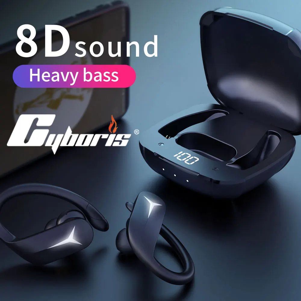 Наушники 8D со встроенным микрофоном TWS наушники с басами подвесные BT 5 0