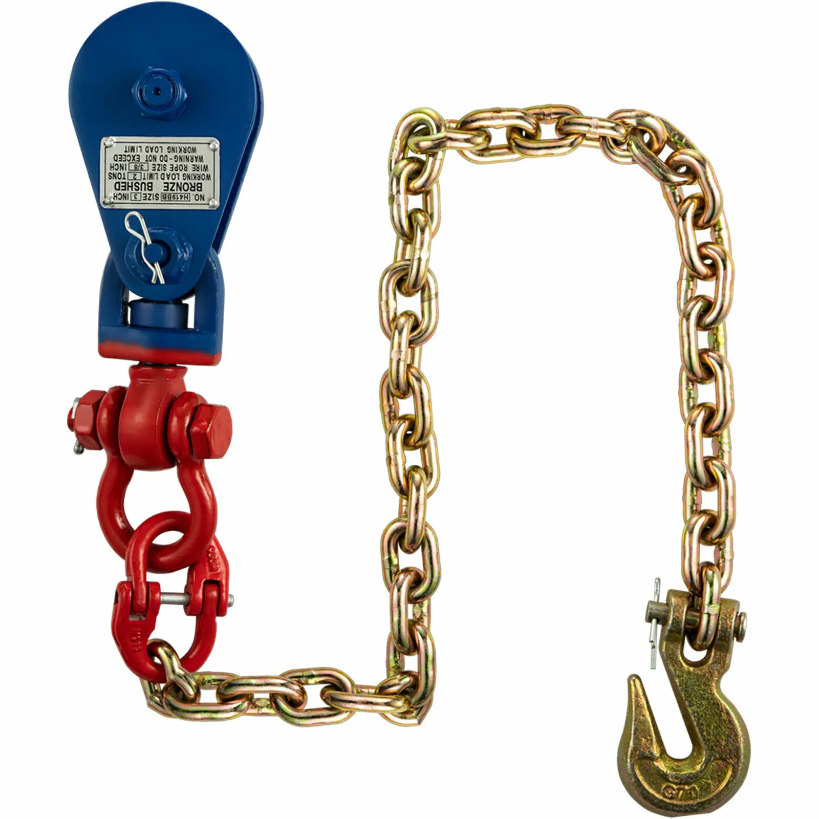 

2 Ton 3'' Snatch Block with Chain Rigging Sheave Block 3/8'' Tow Lift Cable