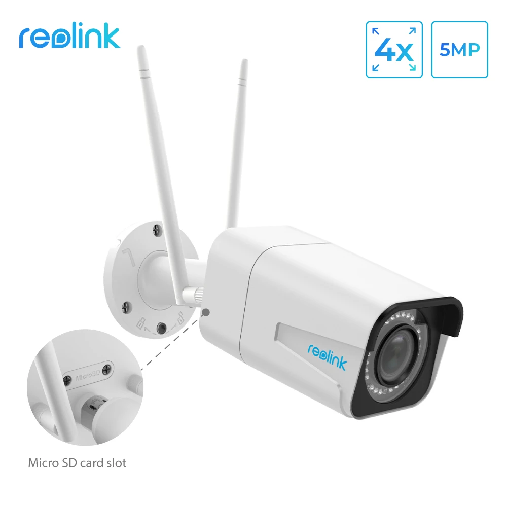 Reolink RLC 511W 5MP 2 4G/5G WiFi камера 4x оптический зум слот для sd карты ночное видение 2560x1920 IP