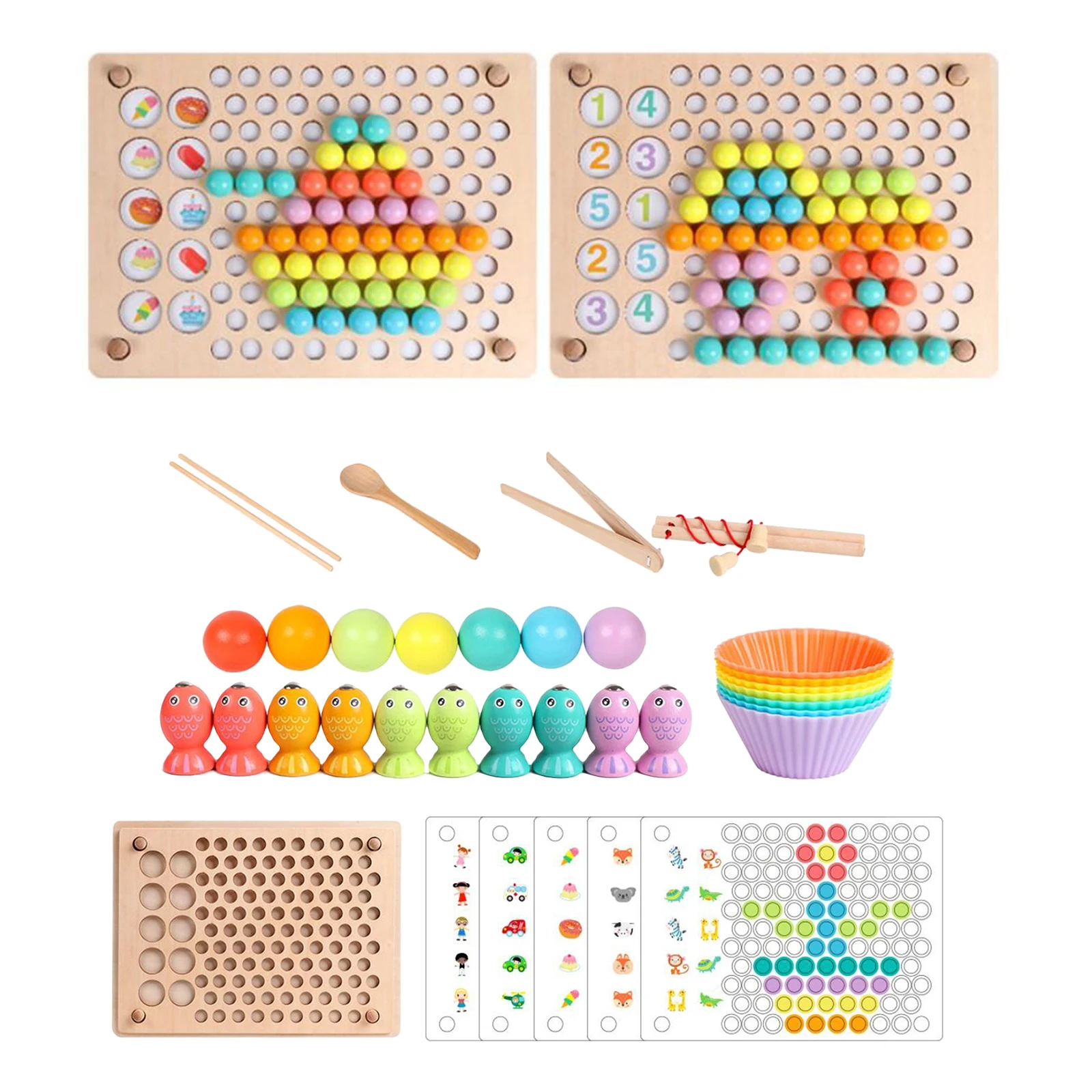 

Wooden Kids Montessori Toys Wooden Fishing Game Preschool Board Gifts