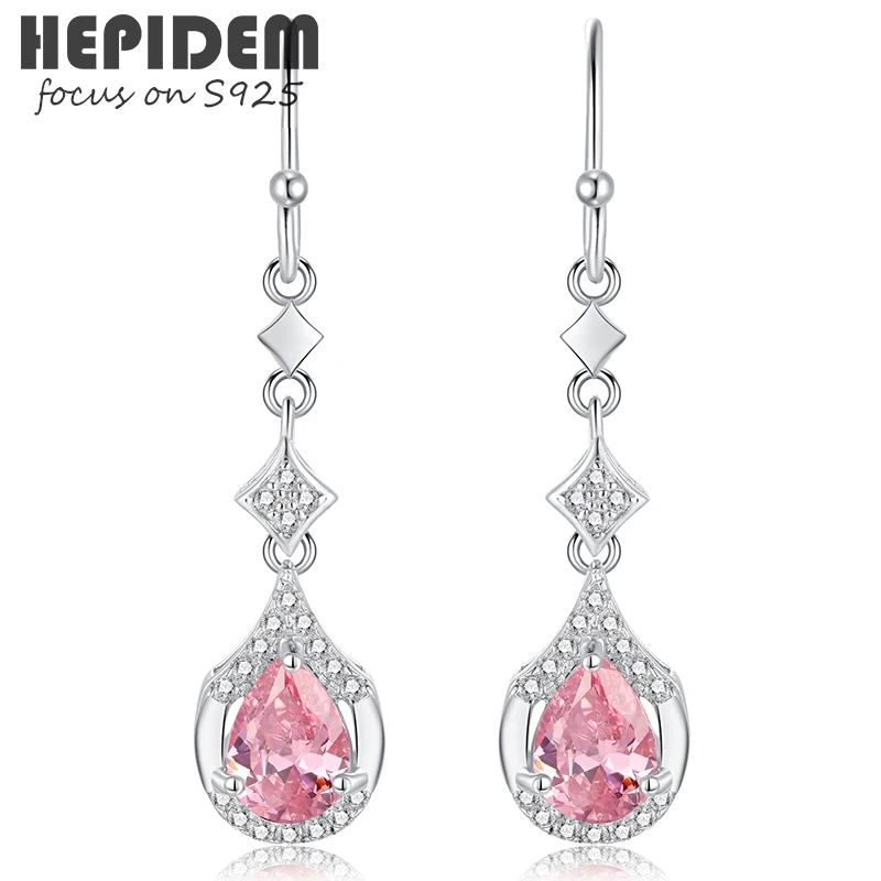 

HEPIDEM 100% Tourmaline s925 Stud Earrings for Women 925 Sterling Silver 2022 Trend Pink Stone Gem Gemstones Fine Jewelry 5006