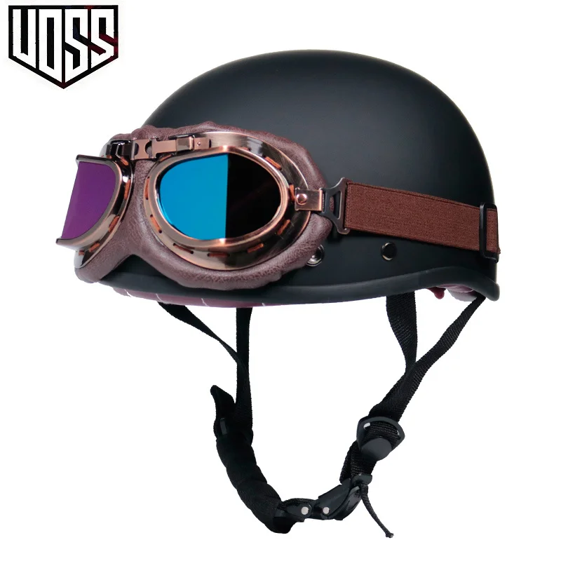 Retro motorcycle helmet skull cap retro middle mask German style helicopter cruiser | Автомобили и мотоциклы