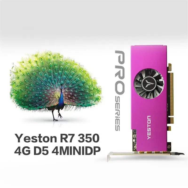 

Yeston Graphics Card R7 350 4G D5 4MINIDP 4-screen Support Split Screen 4G/128bit/GDDR5 700/4500MHz with 4 MiniDP Ports