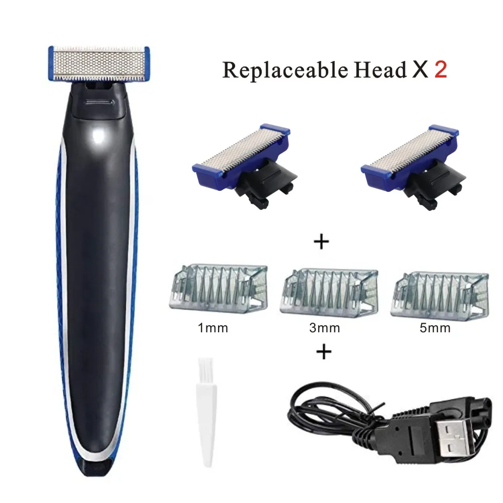 shaver with 2 heads Бритва электрическая моющаяся перезаряжаемая машинка бритва триммер для бороды для мужчин - Цвет: shaver with 2 heads