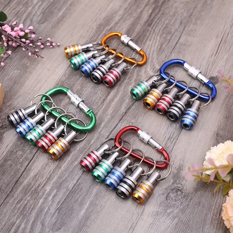 

5 Pcs 1/4 Inch Hex Shank Keychain Extension Bar Screwdriver Bits Holder Socket Adapter Drill Bit Screw Adapter Fast Change