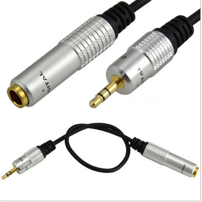 

6.35mm Female to 3.5mm Male Plug Jack Stereo Hifi Mic Audio Extension adapter 0.3m Cable