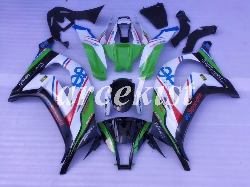 

Комплект обтекателей из АБС-пластика, 4 подарка, подходит для kawasaki Ninja ZX-10R 2011 2012 2013 2014 10R 11 12 13 14 15, комплект кузова, зеленый, белый