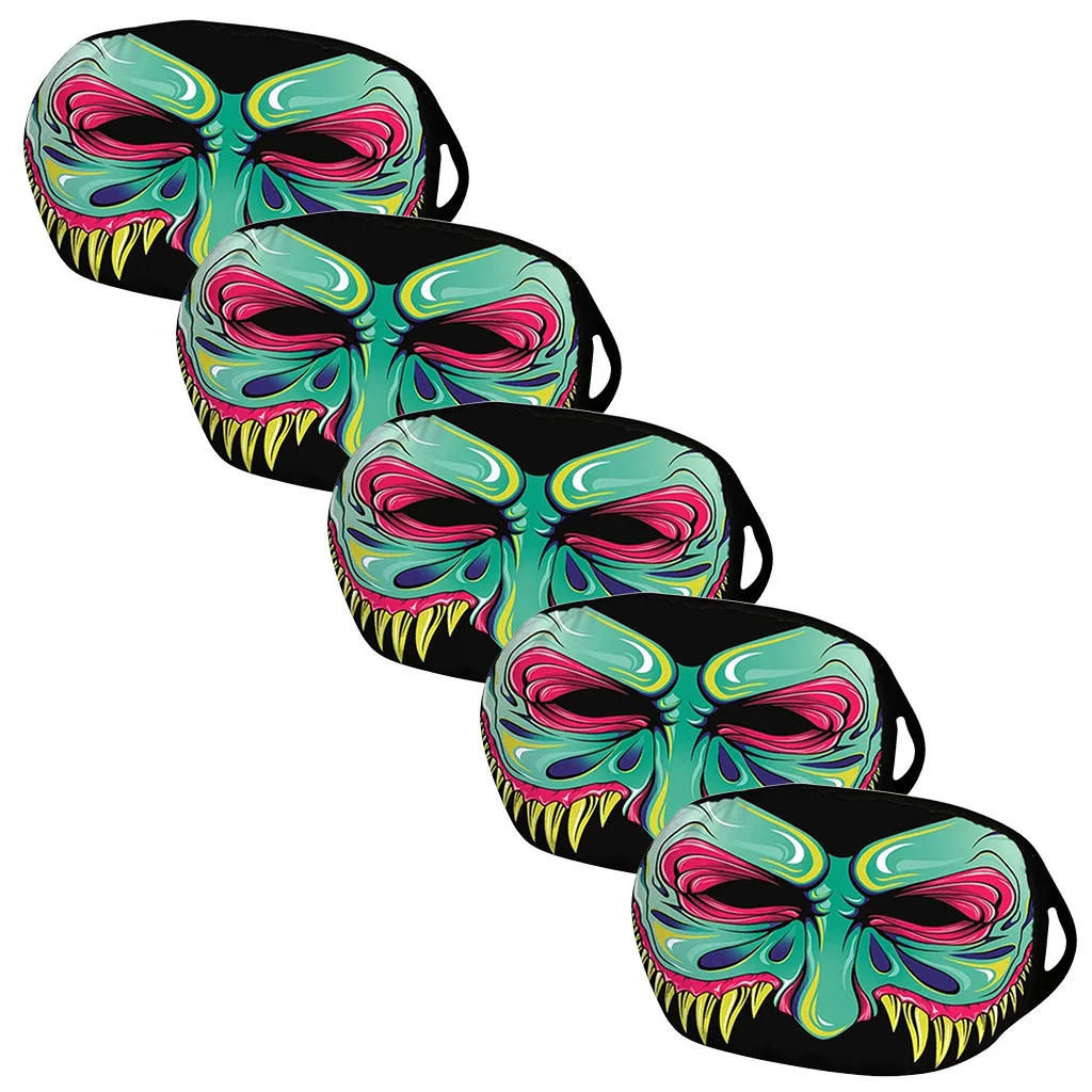 Маска для Хэллоуина 5 шт. Пылезащитная многоразовая тканевая карманная маска рта