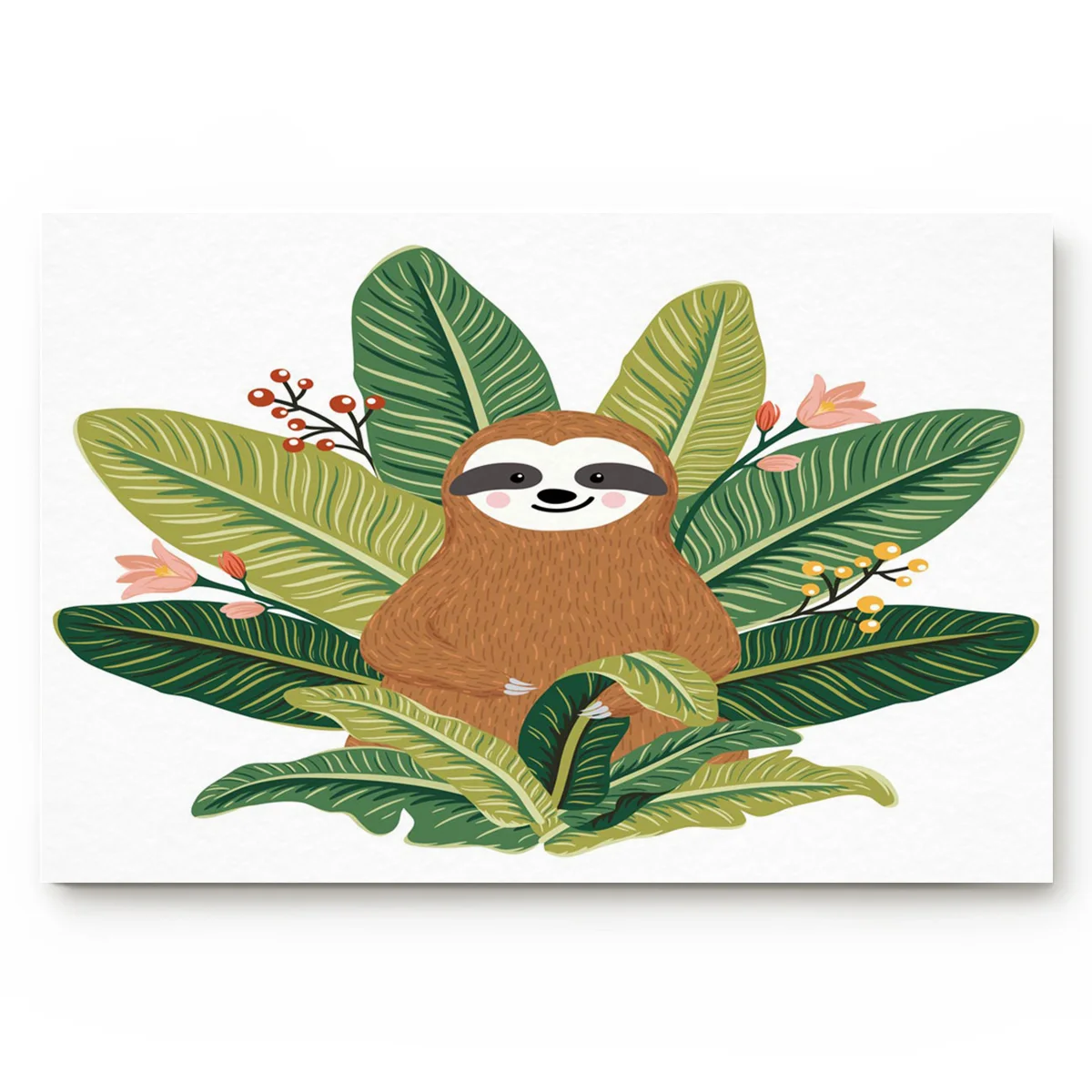 Ленивые листья милые животные лес мультфильм Медведь слепой тропический дождь