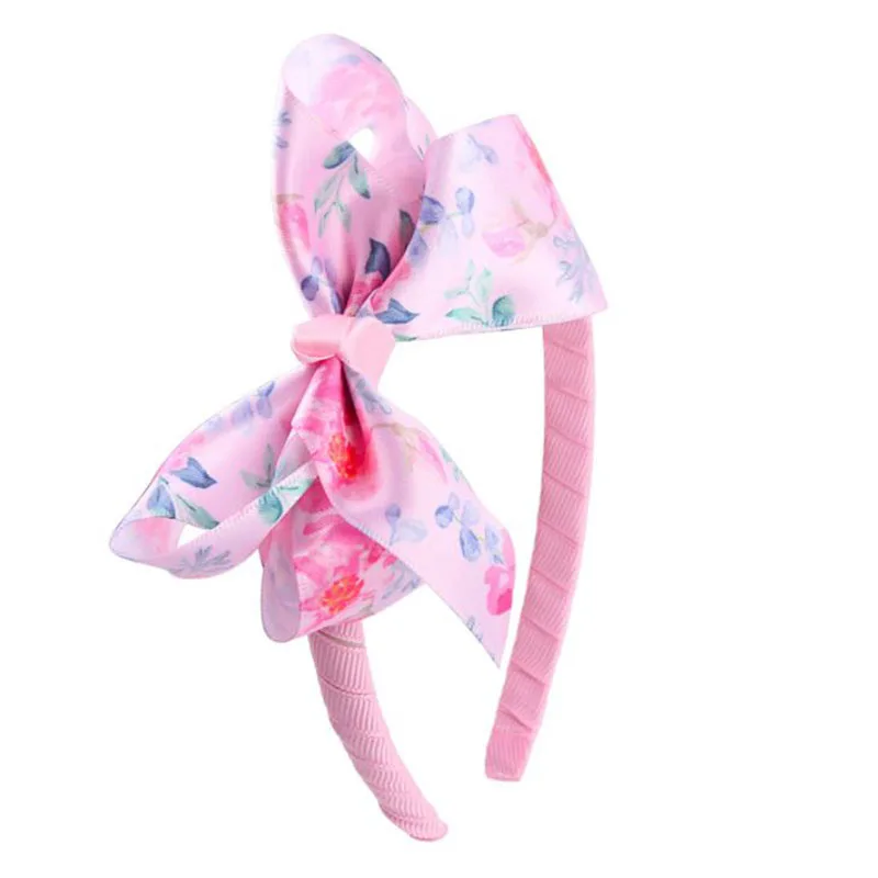 Pink headband Meimile цветок повязки для волос ребенка повязки голову-большой бант для девочек красивый бант аксессуары для волос темно-синий - Цвет: Pink headband
