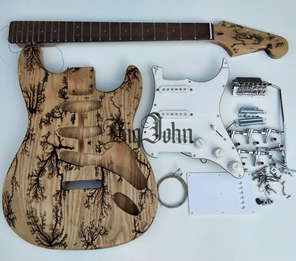 Новая полузаконченная электрическая гитара резьба по телу ST Ash & Гриф из клена