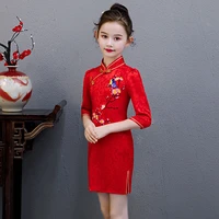 girls cheongsam autumn dress child chinese style princess dress retro flower girl dresses improved childrens tang dress