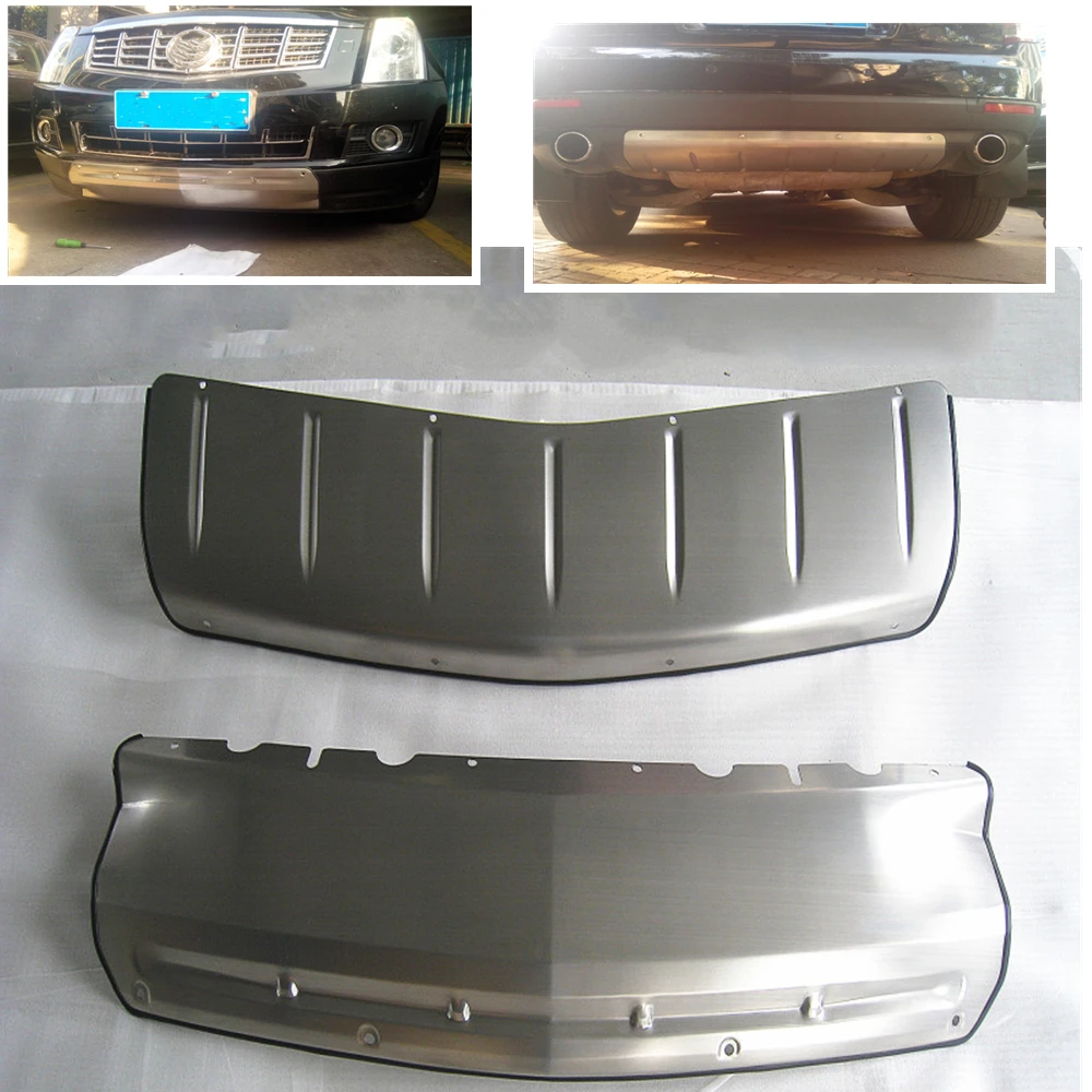 

Для Cadillac SRX 2010-2015 спойлер переднего бампера из нержавеющей стали + задний диффузор Защитная противоскользящая пластина крыло противоскольз...