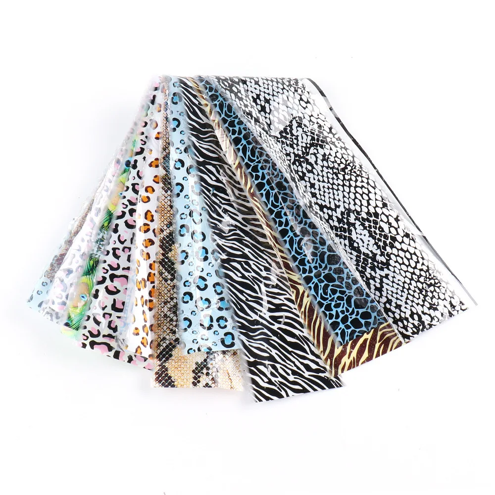 

10pcs Leopard Nail Foil Sticker Snake Print Nail Art Transfer Slider 2021 Starry Sky Manicure Decoration Wrap