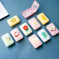 ins contact lens case portable travel glasses lenses box girls eyes care cartoon glasses soaking storage accessories