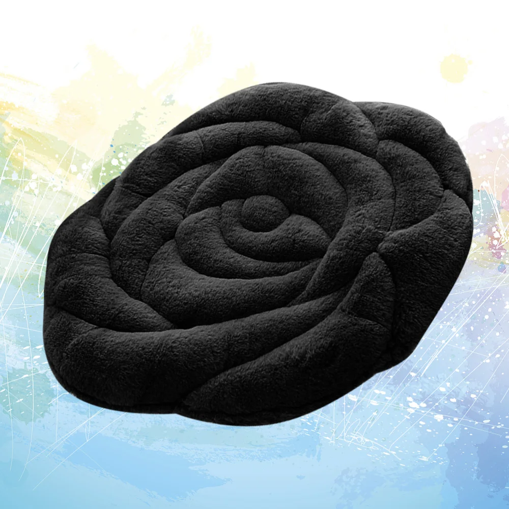 

Plush Rose Seat Cushion Rose Flower Chair Cushion Fashion Office Seat Cushion (Coffee)