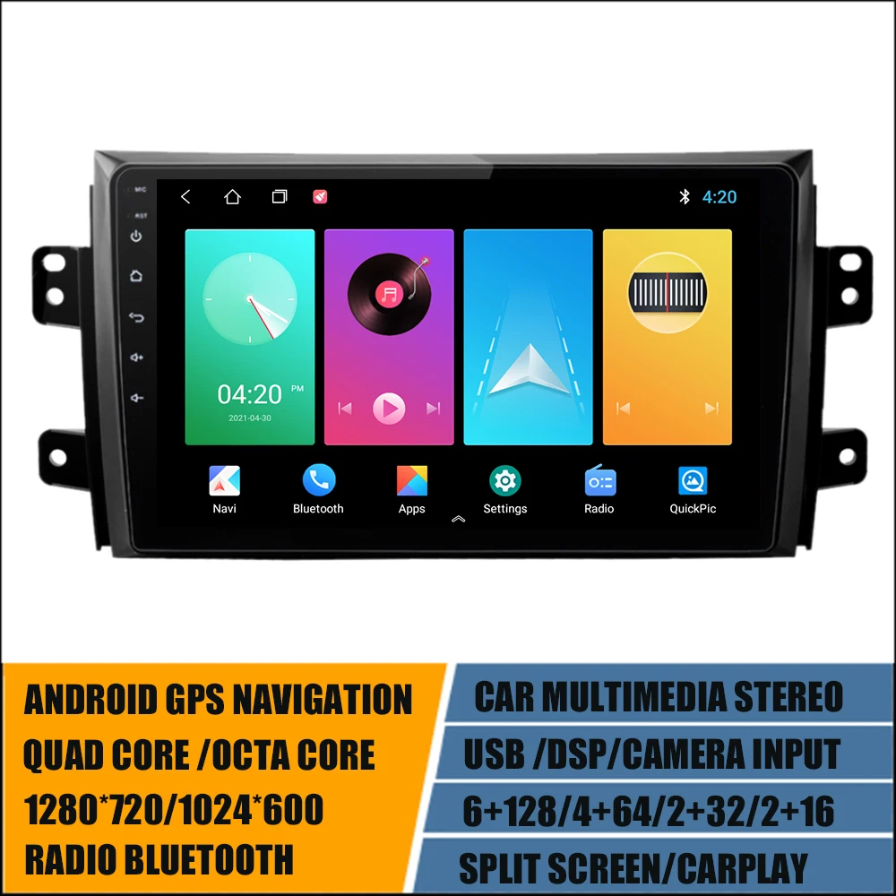 

Автомагнитола СБ Navi Android 11, автомобильный GPS-плеер для SUZUKI SX4 2006-2013, мультимедийный 9 ''навигатор DSP Carplay, головное устройство 1280*720