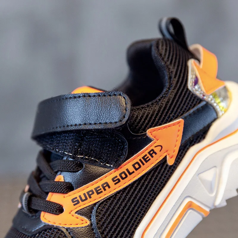 Новинка 2019 детская светящаяся обувь ПУ + сетка кроссовки ярлыки верх