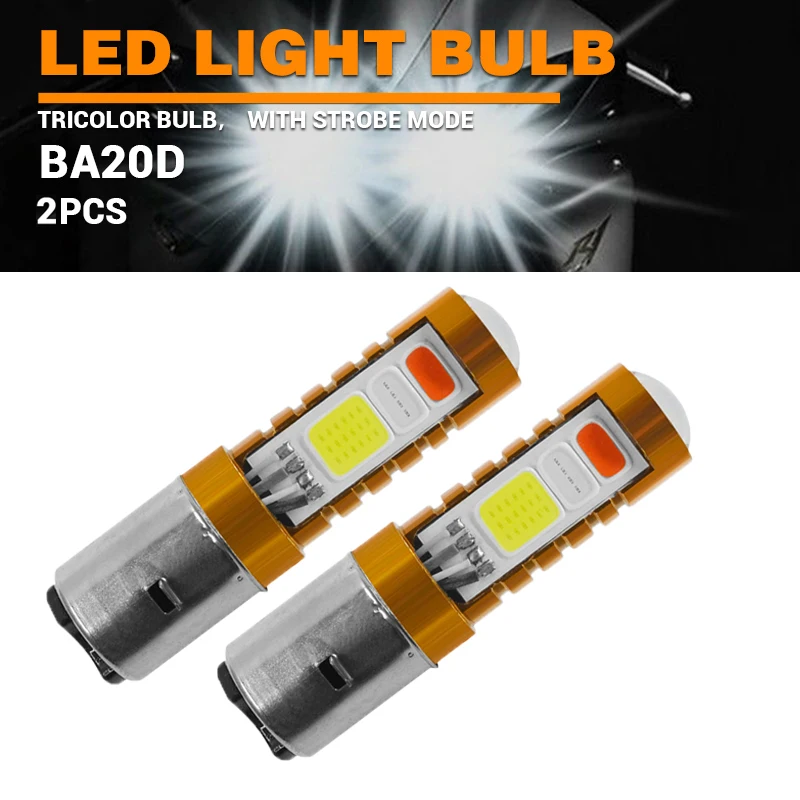 H4 светодиодный головной светильник для мотоцикла BA20D P15D COB Hi/Lo луч передний светильник лампа Farol Phare Moto Bombilla Moto - Цвет: 2pcs BA20D