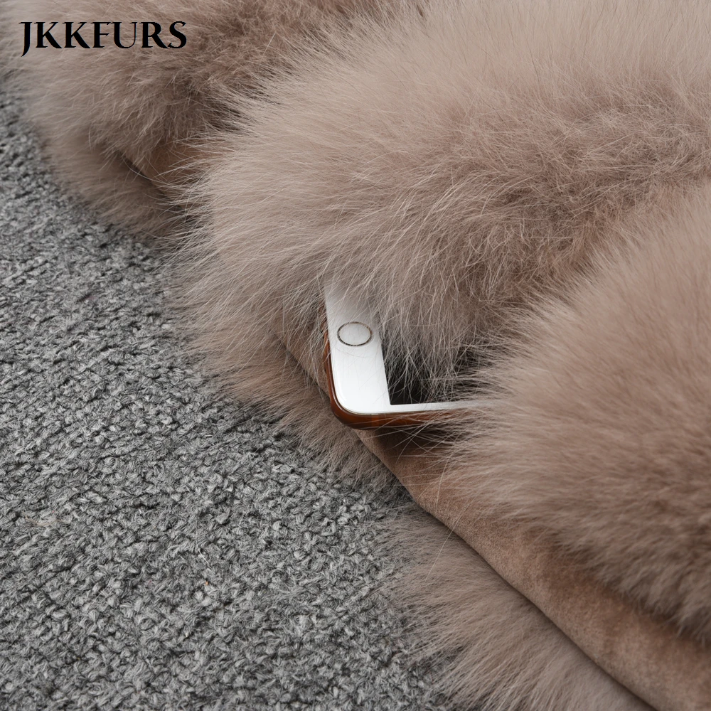 JKKFURS Новое поступление натуральный Лисий мех жилет женский Зимний натуральный мягкий натуральный мех длинный жилет модное пальто 5 рядов жилет S1571