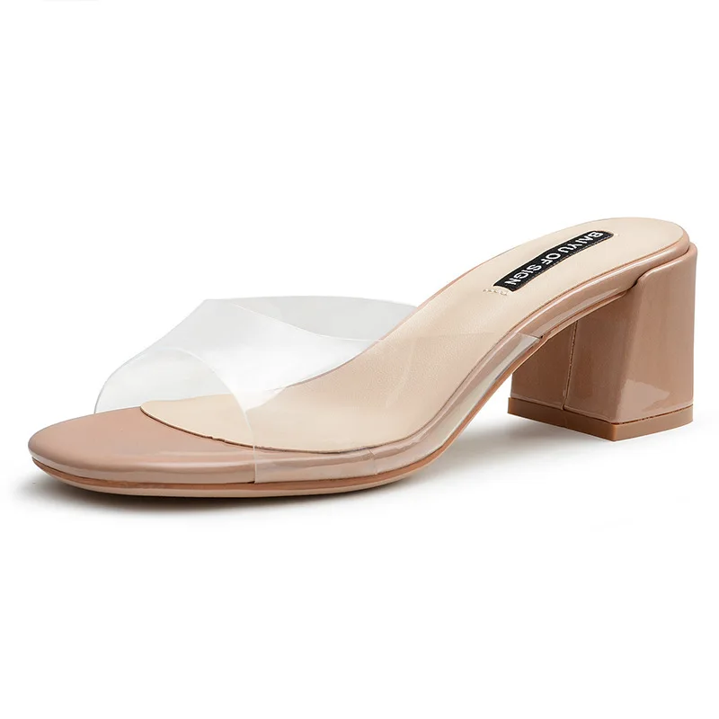 Новые женские сандалии из ПВХ без шнуровки на толстом высоком каблуке 3 5 см с
