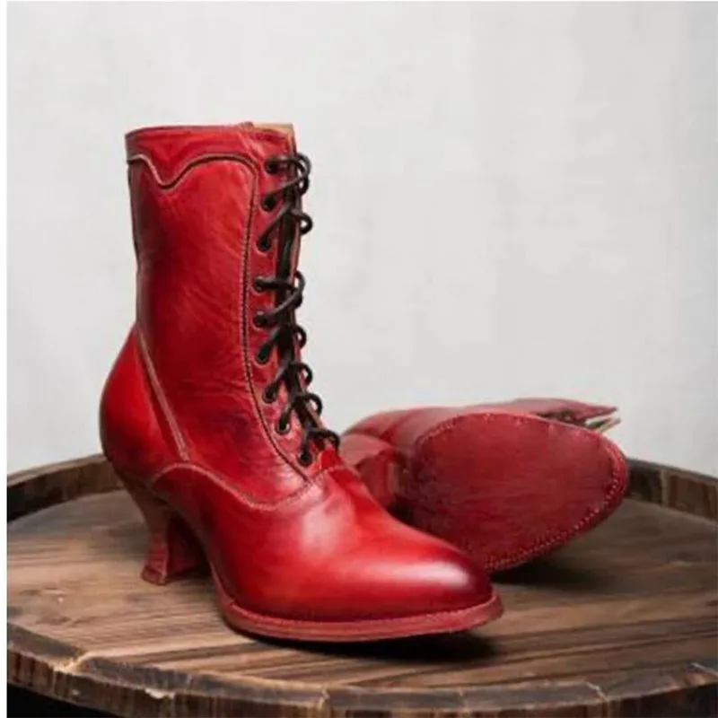 Женские ботильоны с острым носком на шнуровке низком каблуке из натуральной кожи