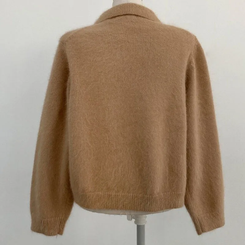 

2021 Winter Fashion Cardigans Sweaters for Women Turn-down Collar Long Sleeve Casual Loose Sweater Pullover Knitwear Pull Femme