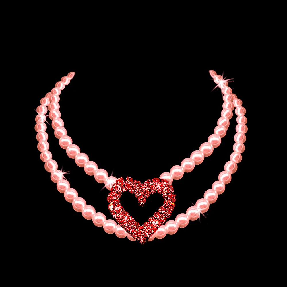 Модное ожерелье для домашних питомцев собаки кошки двух рядов искусственная