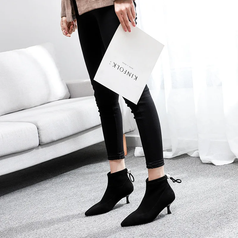 2019 г. Женская обувь ботинки на молнии с острым носком пряжкой короткие высоком