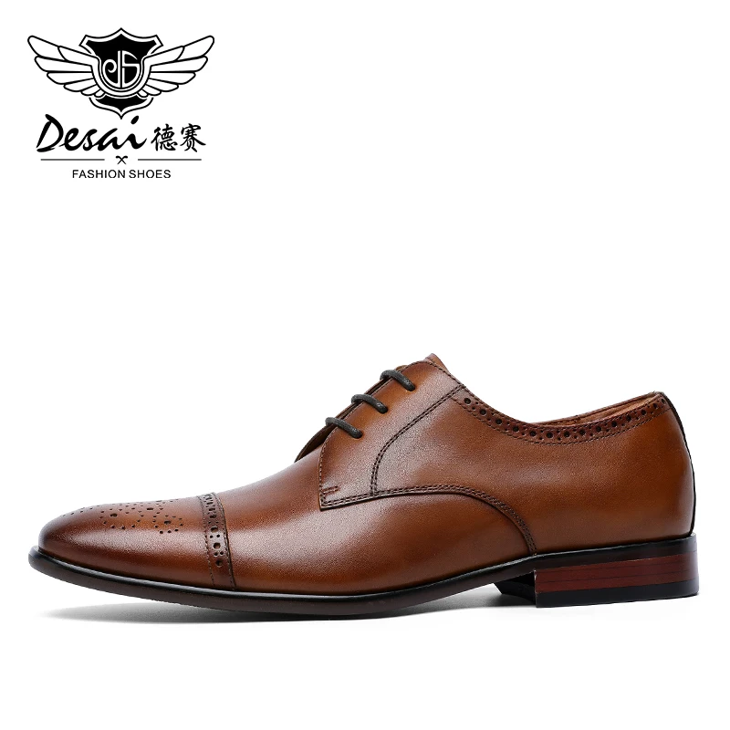 Мужские туфли Броги из натуральной воловьей кожи Desai повседневная Свадебная