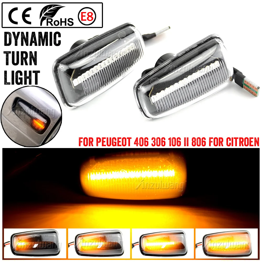 

2x Flowing Turn Signal Led Dynamic Side Marker Side Repeater Light for Peugeot 106 306 406 806 EXPERT 1 2 for Fiat Scudo Ulysse